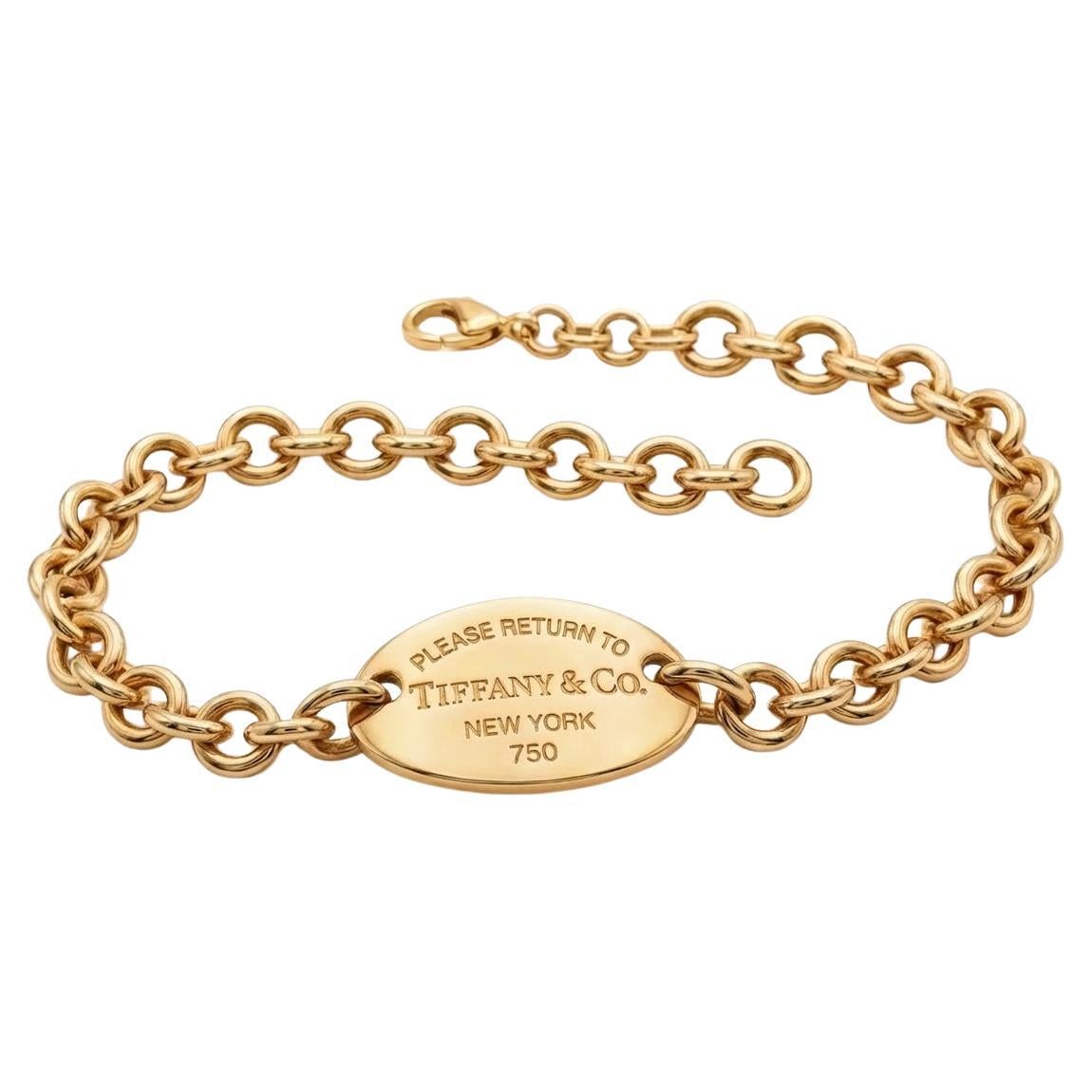 TIFFANY and Co. 18K Gold Return to Tiffany Oval Tag Bracelet at