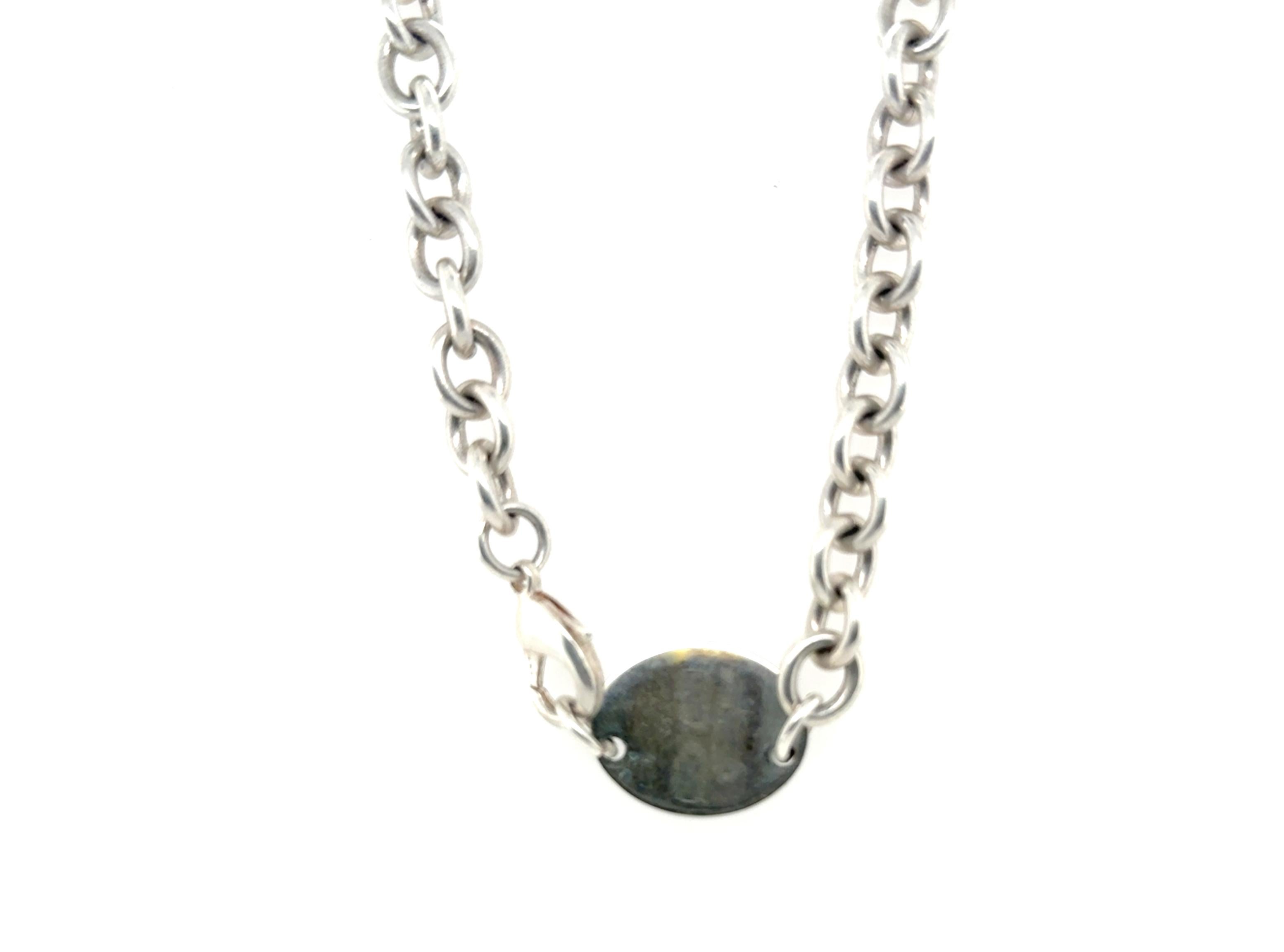 Tiffany & Co. Return to Tiffany Oval Tag Necklace Pendant Sterling Silver 925 In Excellent Condition In Dearborn, MI