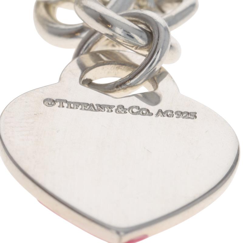 Tiffany & Co Return to Tiffany Pink Splash Heart Charm Bracelet 7