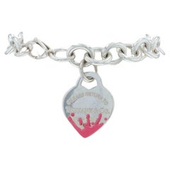 Tiffany & Co Return to Tiffany Pink Splash Heart Charm Bracelet 7" Ster 925 Love