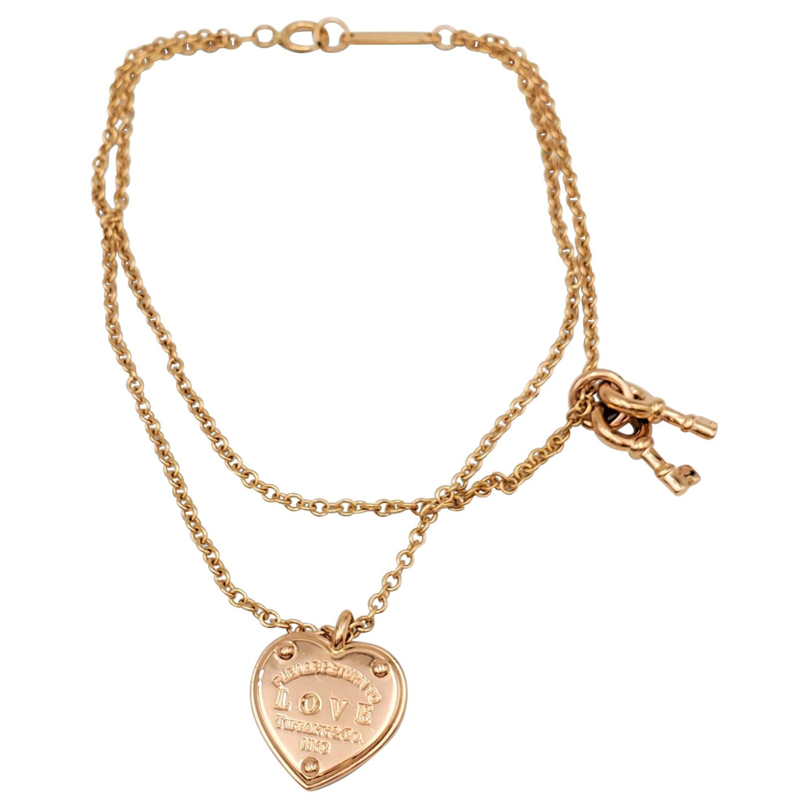 Tiffany and Co. 'Return to Tiffany' Rose Gold Love Heart Tag Key Bracelet  at 1stDibs