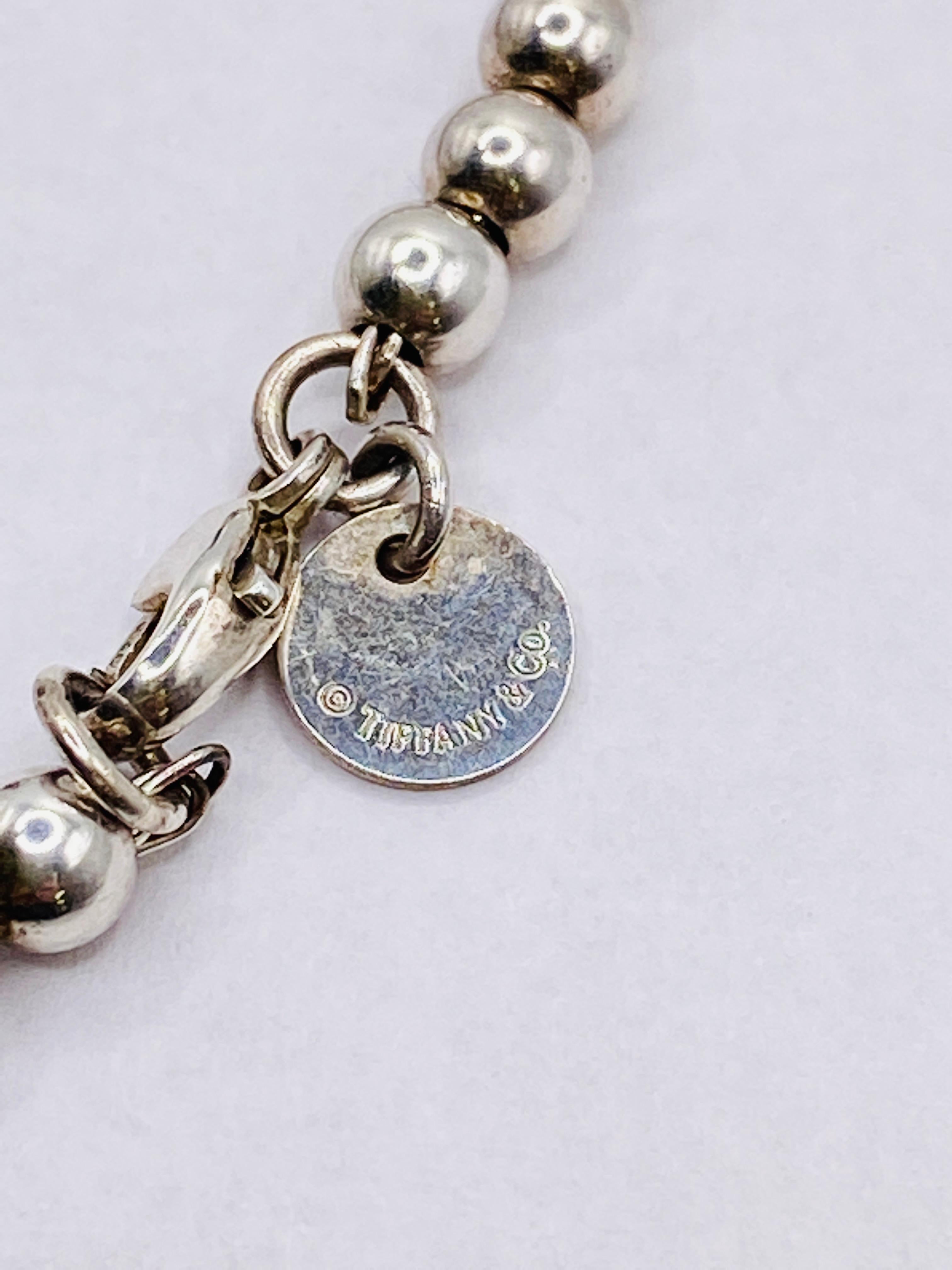 Tiffany & Co Return to Tiffany Sterling Silver Bead Bracelet with Heart Pendant 3