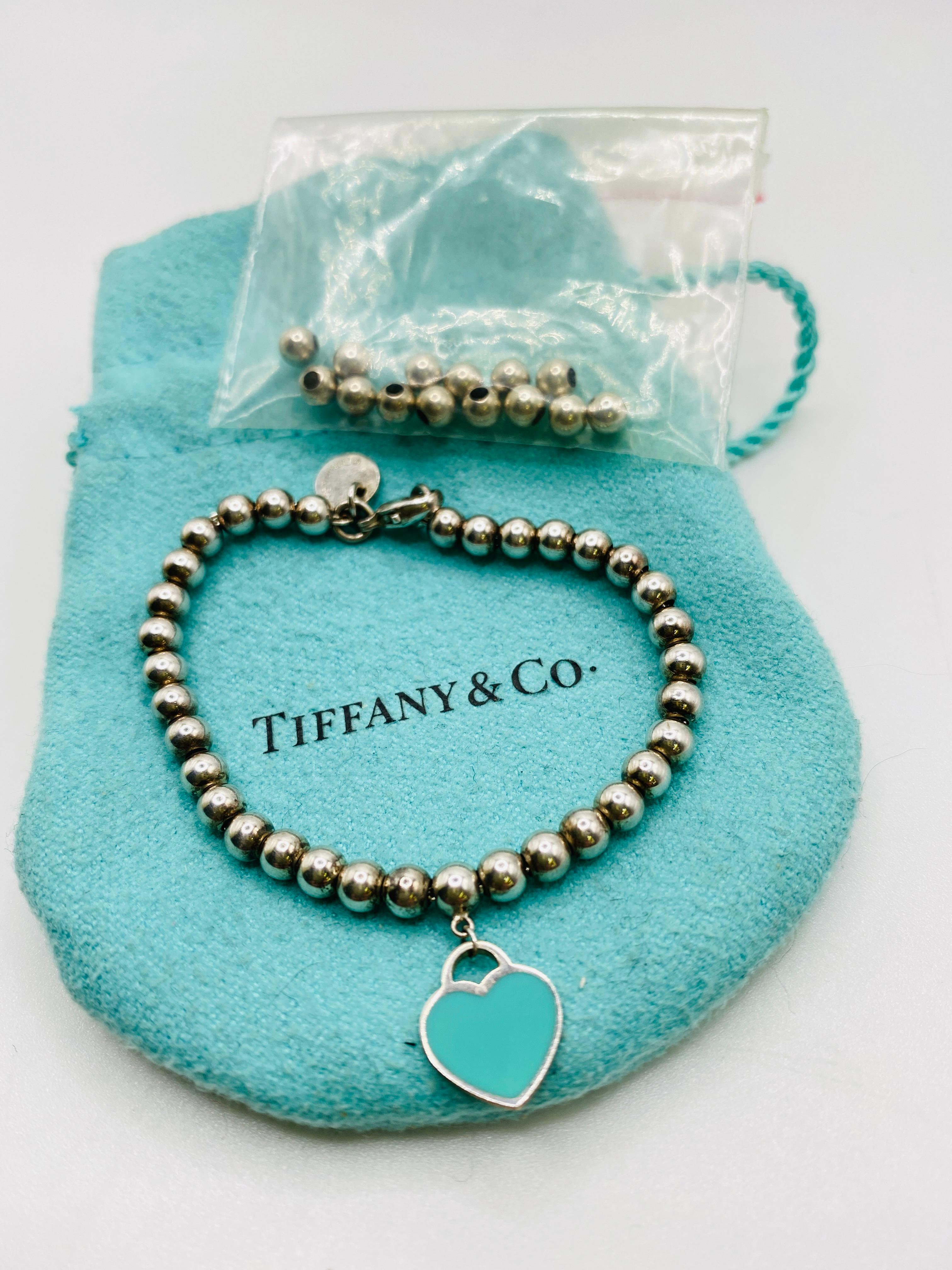 Tiffany & Co Return to Tiffany Sterling Silver Bead Bracelet with Heart Pendant 4