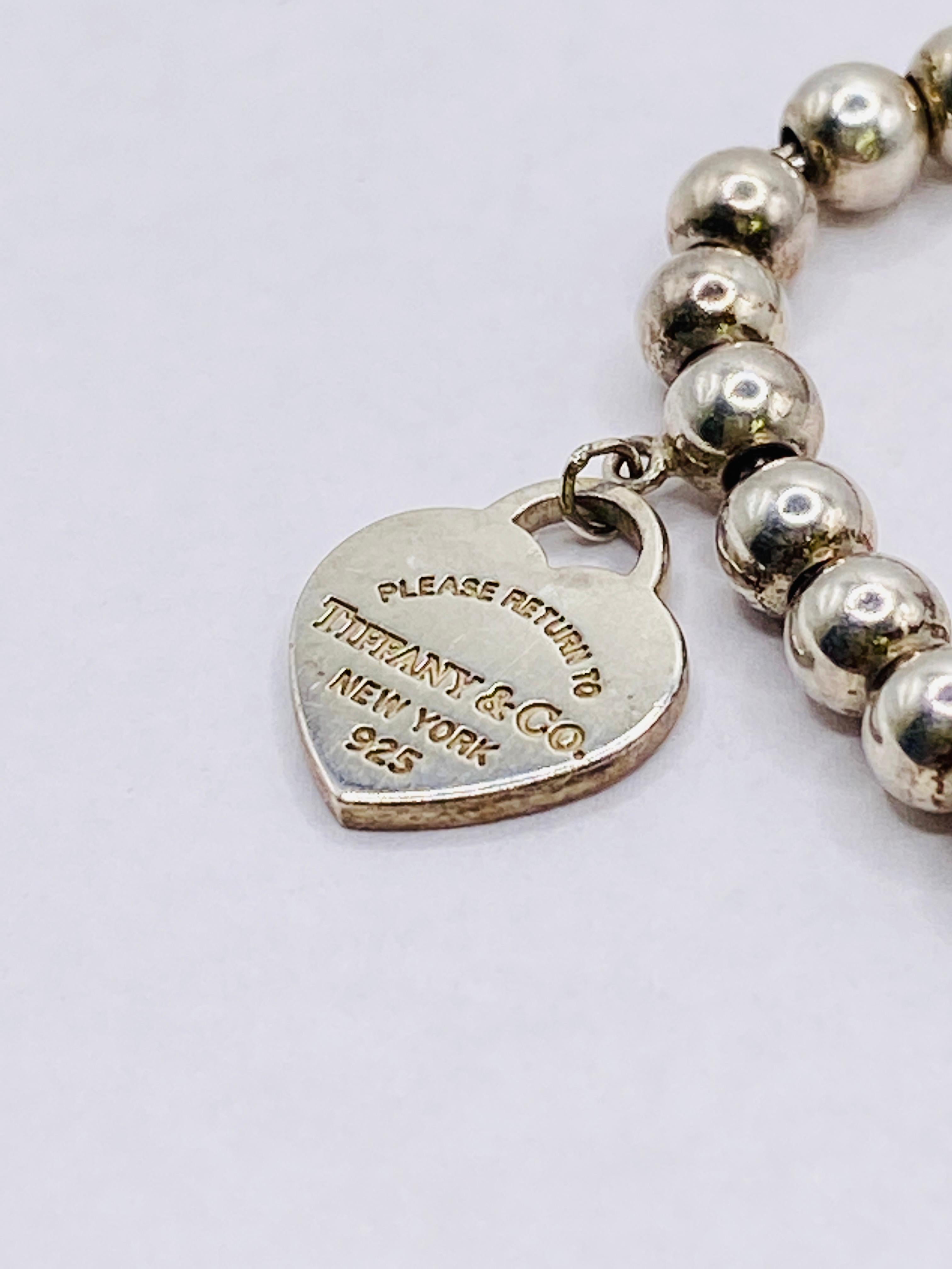 Tiffany & Co Return to Tiffany Sterling Silver Bead Bracelet with Heart Pendant 1