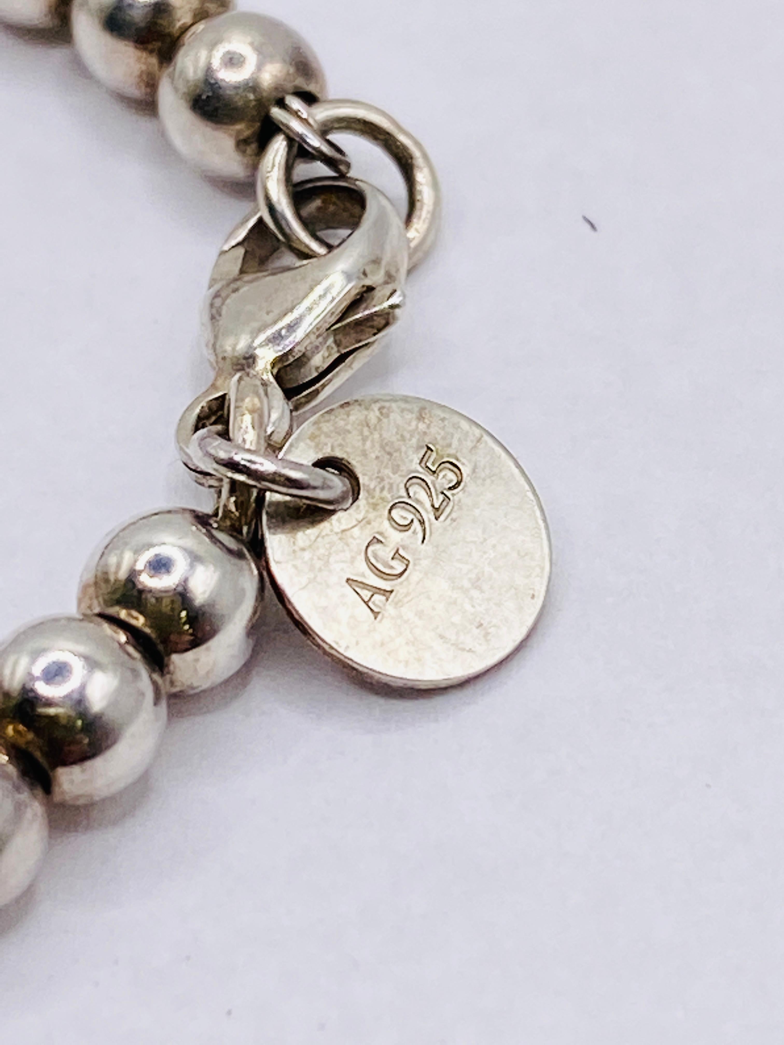 Tiffany & Co Return to Tiffany Sterling Silver Bead Bracelet with Heart Pendant 2