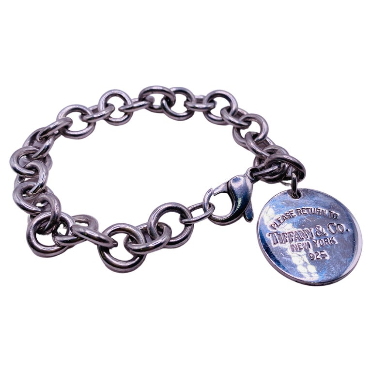 Tiffany and Co. Return to Tiffany Sterling Silver Bracelet with Round Charm  For Sale at 1stDibs