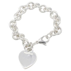 Tiffany & Co. Return to Tiffany Sterling Silver Heart Chain Tag Link Bracelet