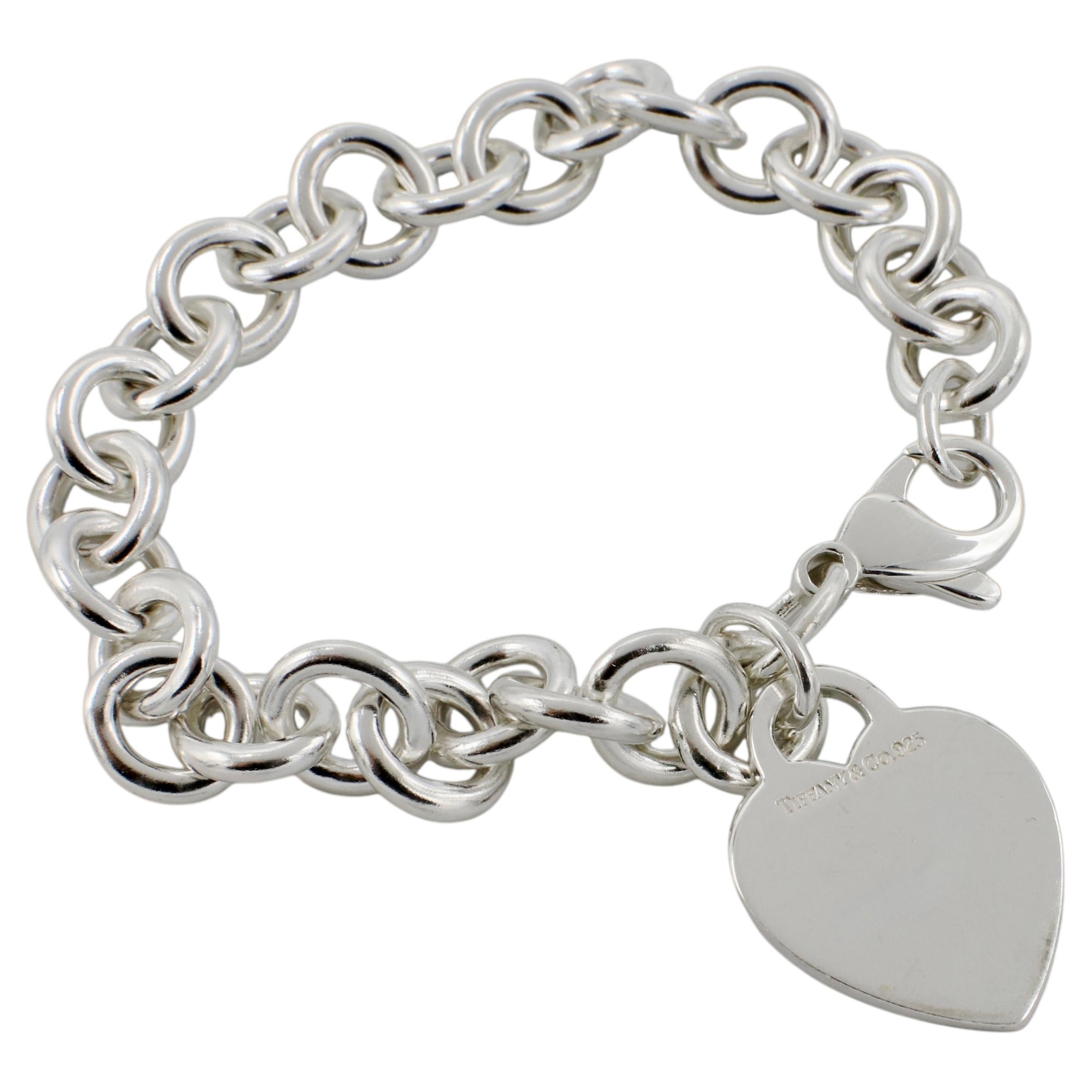 Tiffany & Co. Return to Tiffany Sterling Silver Heart Chain Tag Link Bracelet