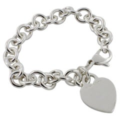Tiffany & Co. Return to Tiffany Sterling Silver Heart Chain Tag Link Bracelet