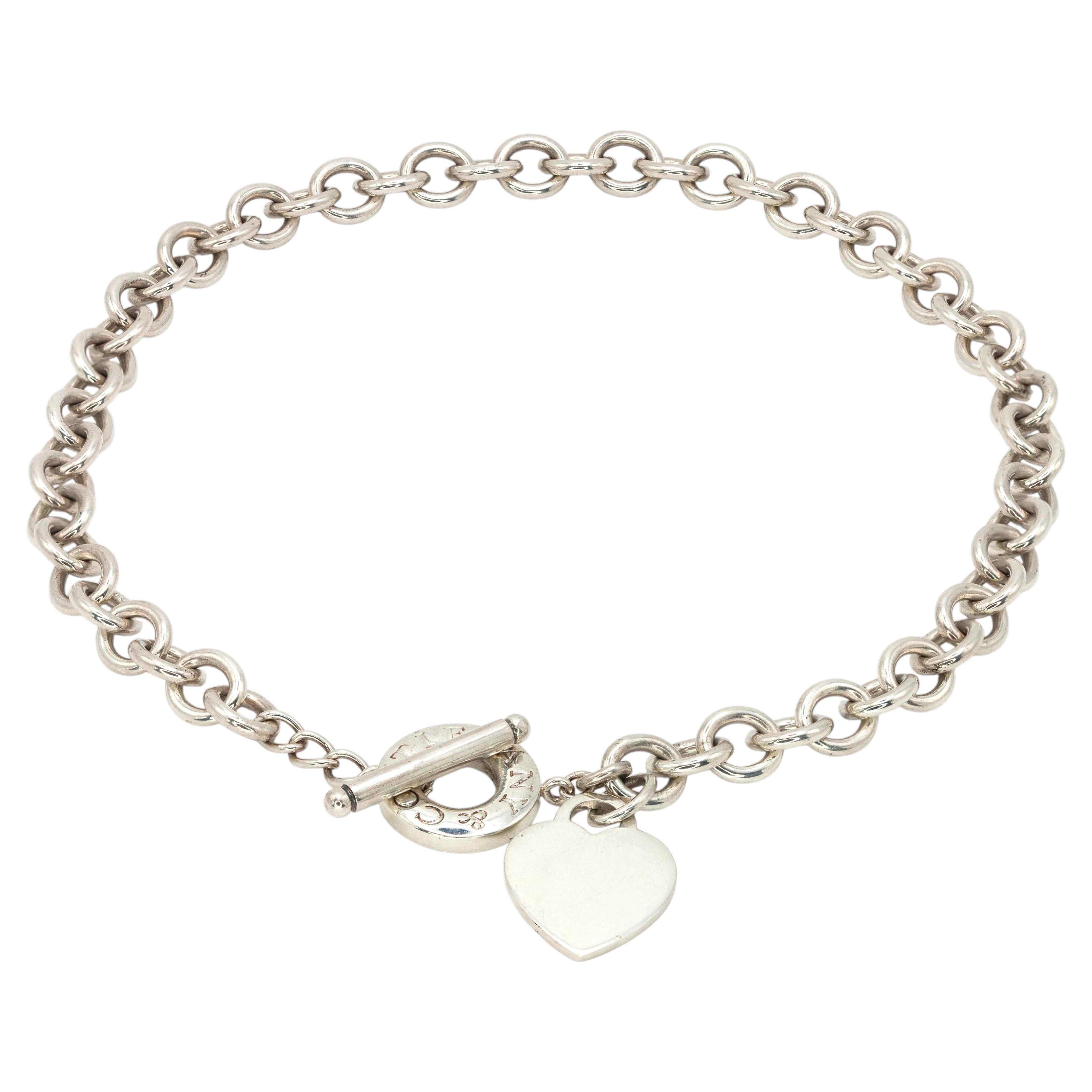 Tiffany & Co. Return to Tiffany Sterling Silver Heart Tag Toggle Necklace