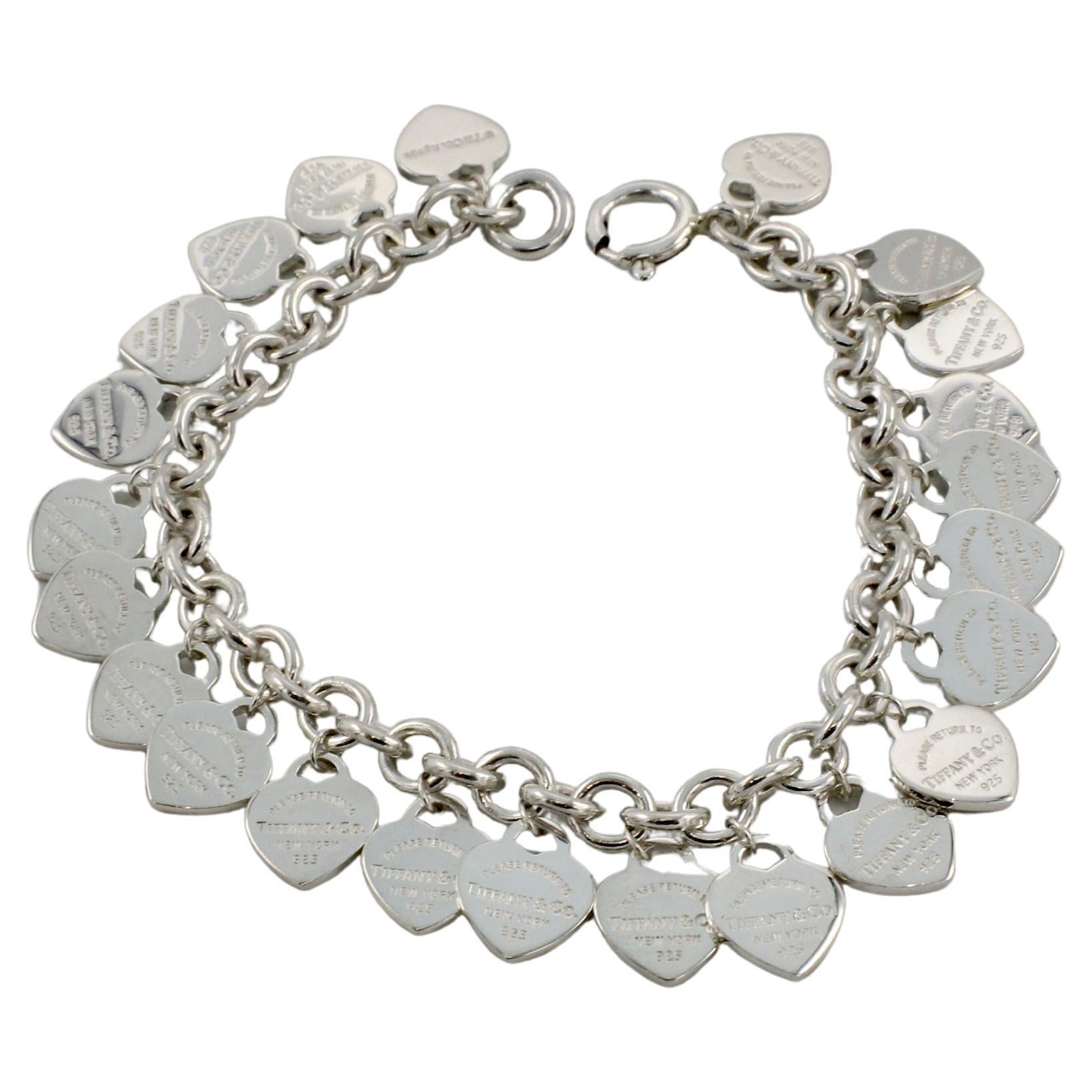 Tiffany & Co. Return to Tiffany Sterling Silver Multi Heart Charm Tag Bracelet