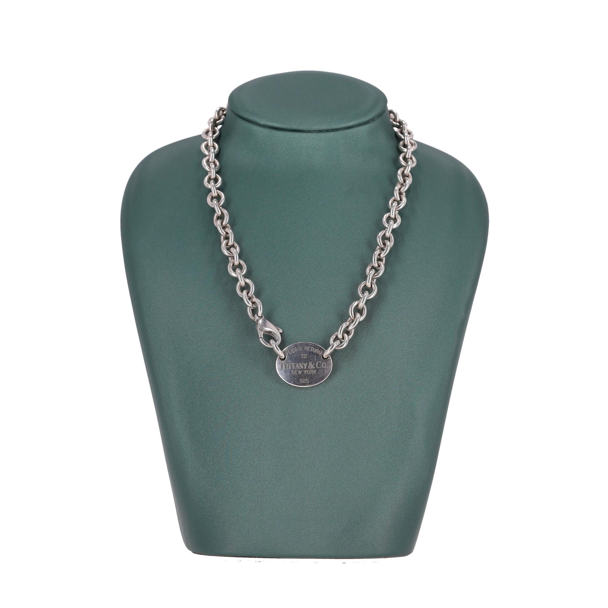 Tiffany & Co. Return To Tiffany Sterling Silver Necklace In Good Condition For Sale In London, GB