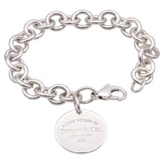Tiffany & Co. Return to Tiffany Sterling Silver Round Tag Link Bracelet Polished