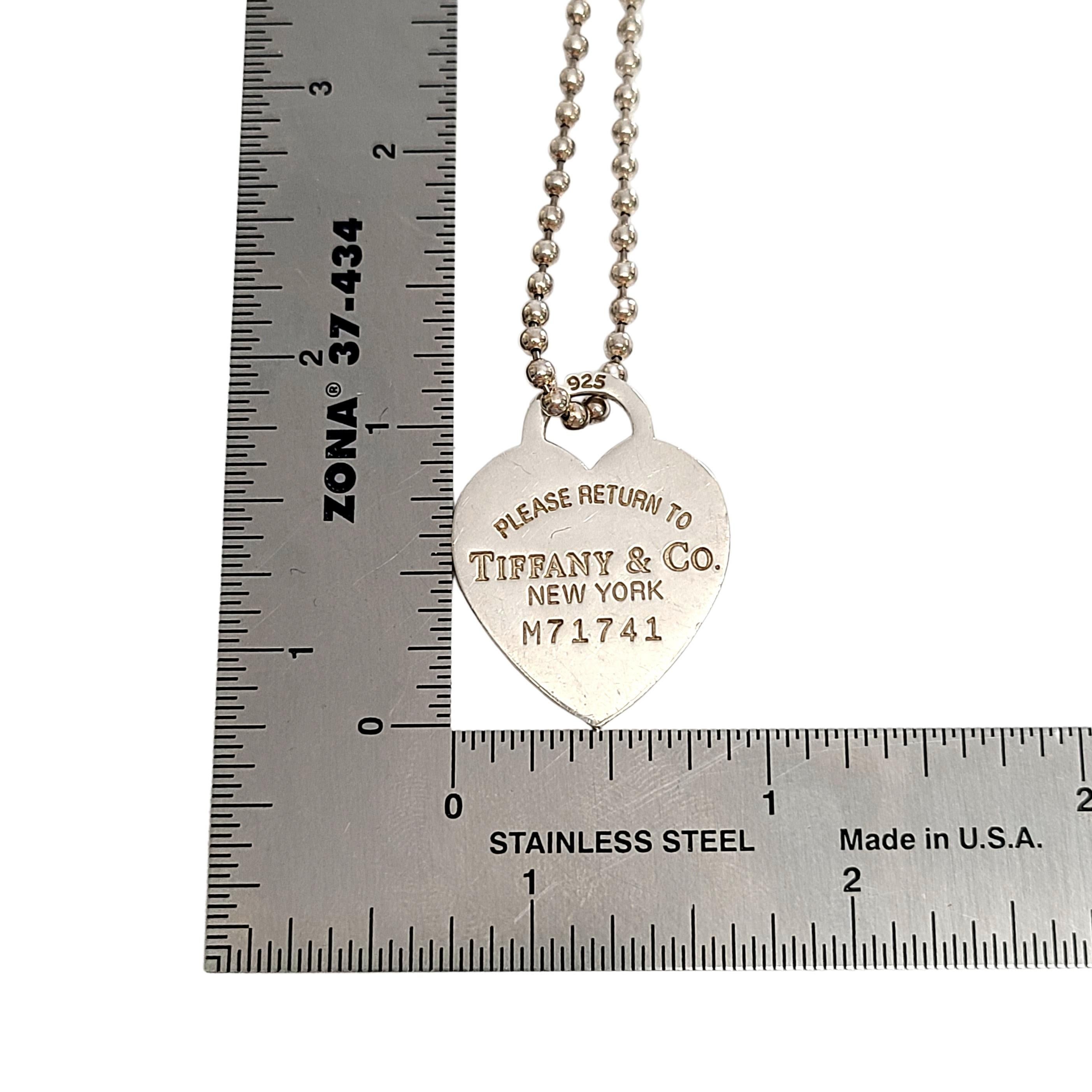 Rückgabe an Tifffany Sterlingsilber Herz-Tag mit Kugelkette von Tiffany & Co 6