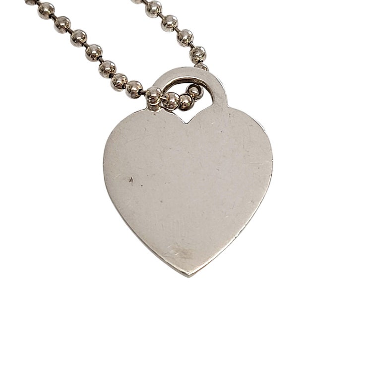 Tiffany and Co Return To Tifffany Sterling Silver Heart Tag with Ball Chain  at 1stDibs