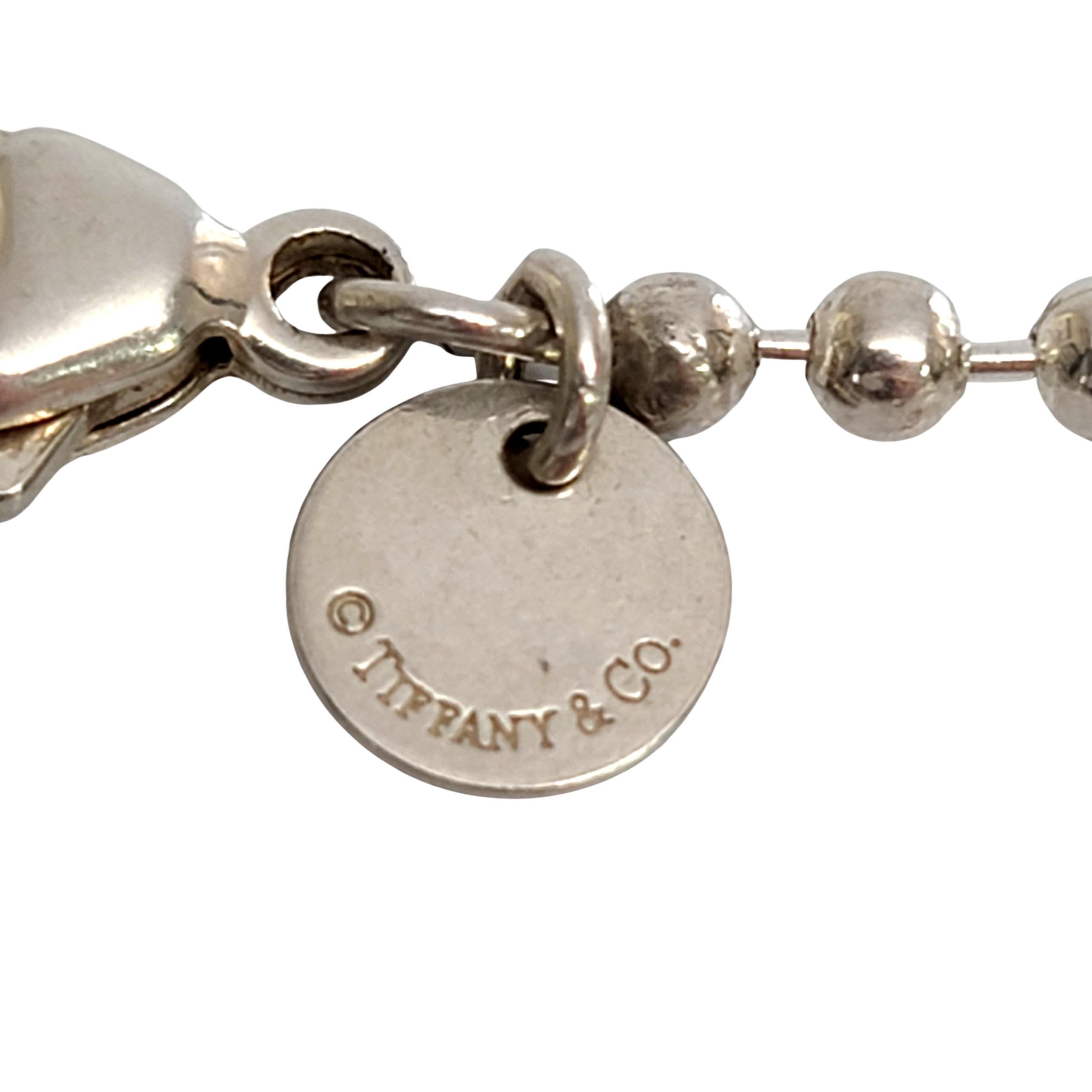 Tiffany & Co Return To Tifffany Sterling Silver Heart Tag with Ball Chain In Good Condition In Washington Depot, CT