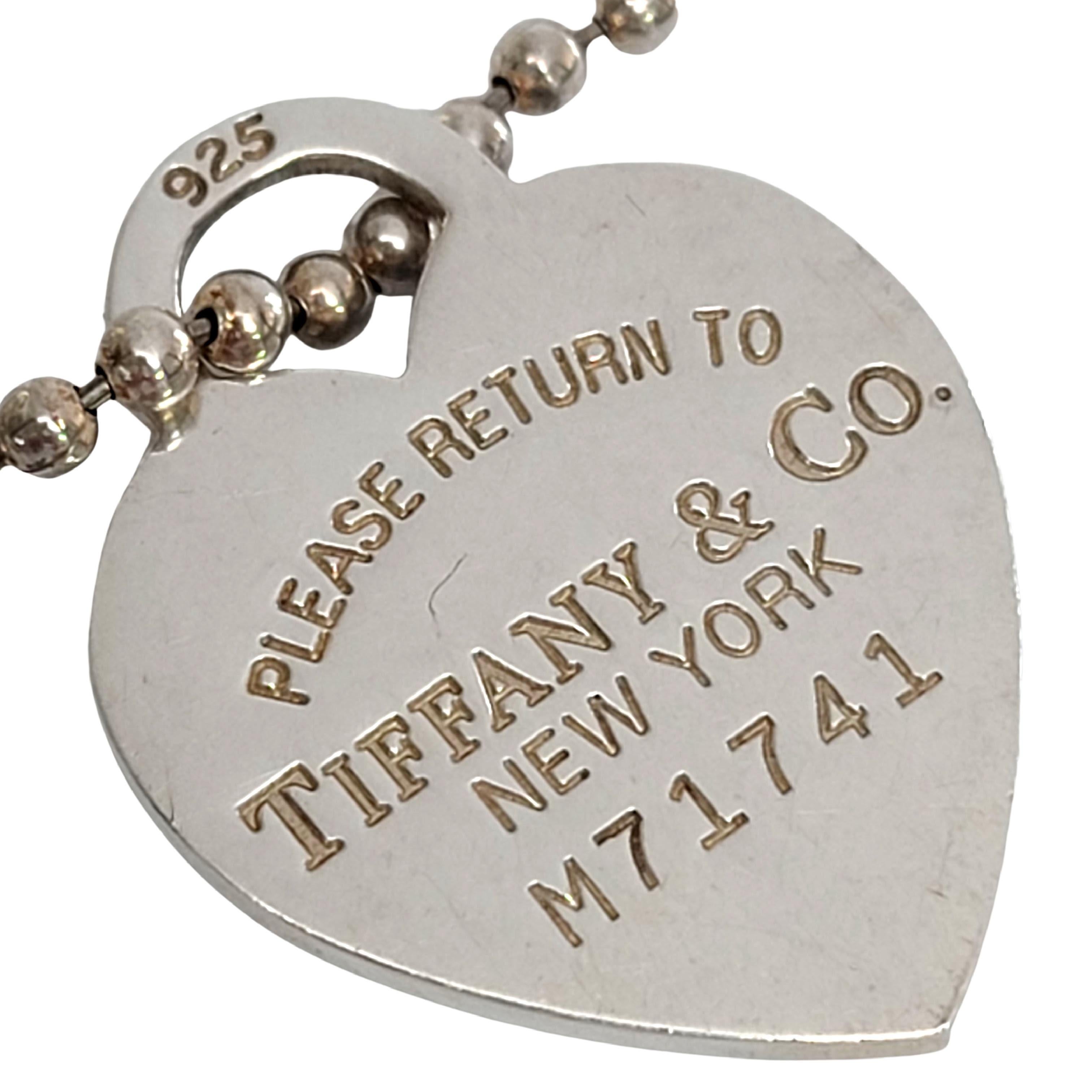 Tiffany &amp; Co Retour à Tifffany Étiquette en argent sterling en forme de cœur avec chaîne boule 5