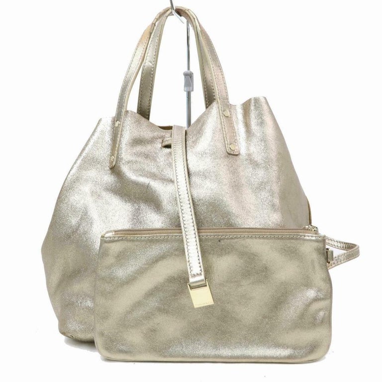 Tiffany and Co. Reversible Champagne with Pouch 870853 Gold Leather Tote  For Sale at 1stDibs
