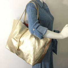 Tiffany & Co. Reversible With Pouch 860063 Gold Leather Tote