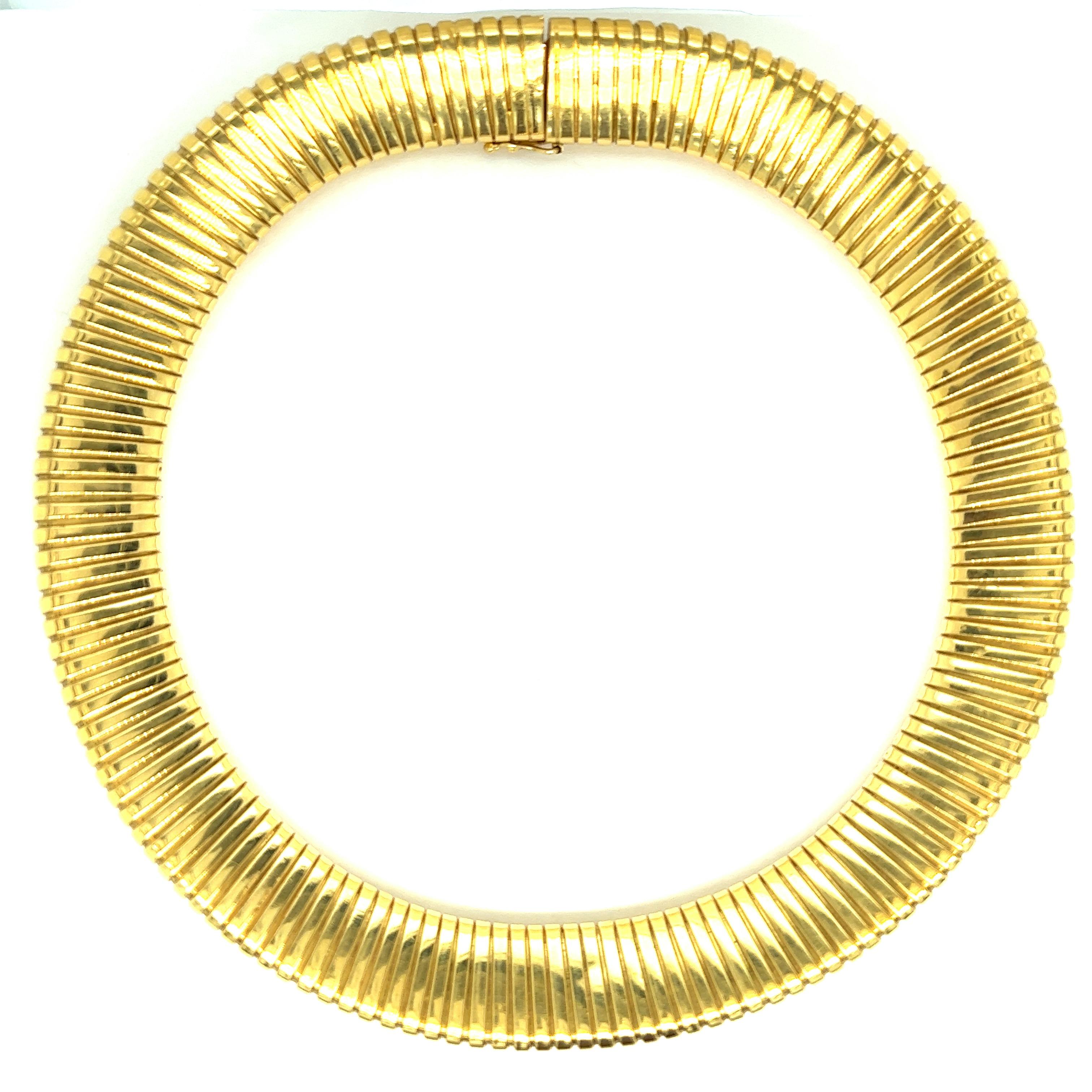 Tiffany & Co. Geripptes Kropfband Gold Halskette Damen