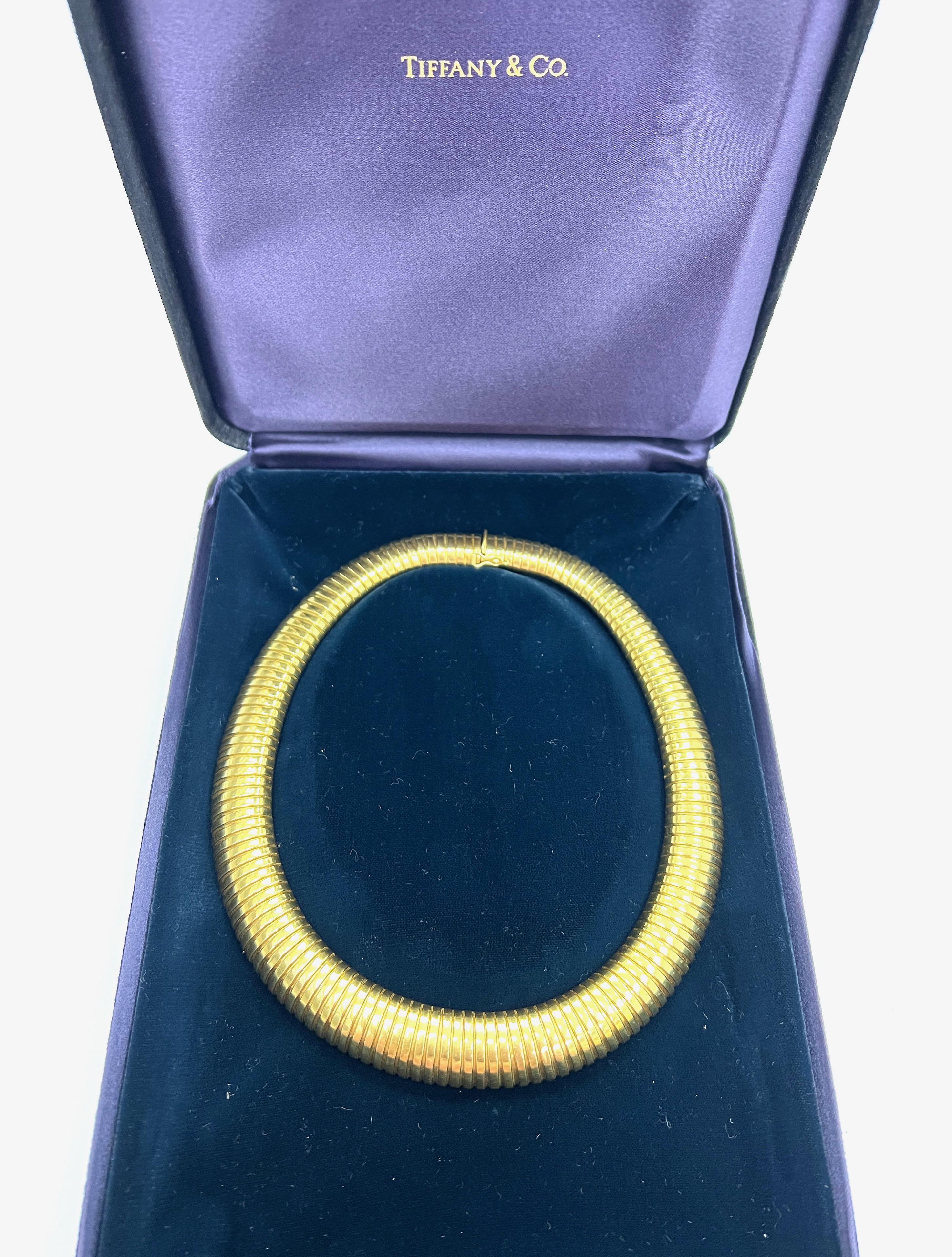 Tiffany & Co. Geripptes Kropfband Gold Halskette 3