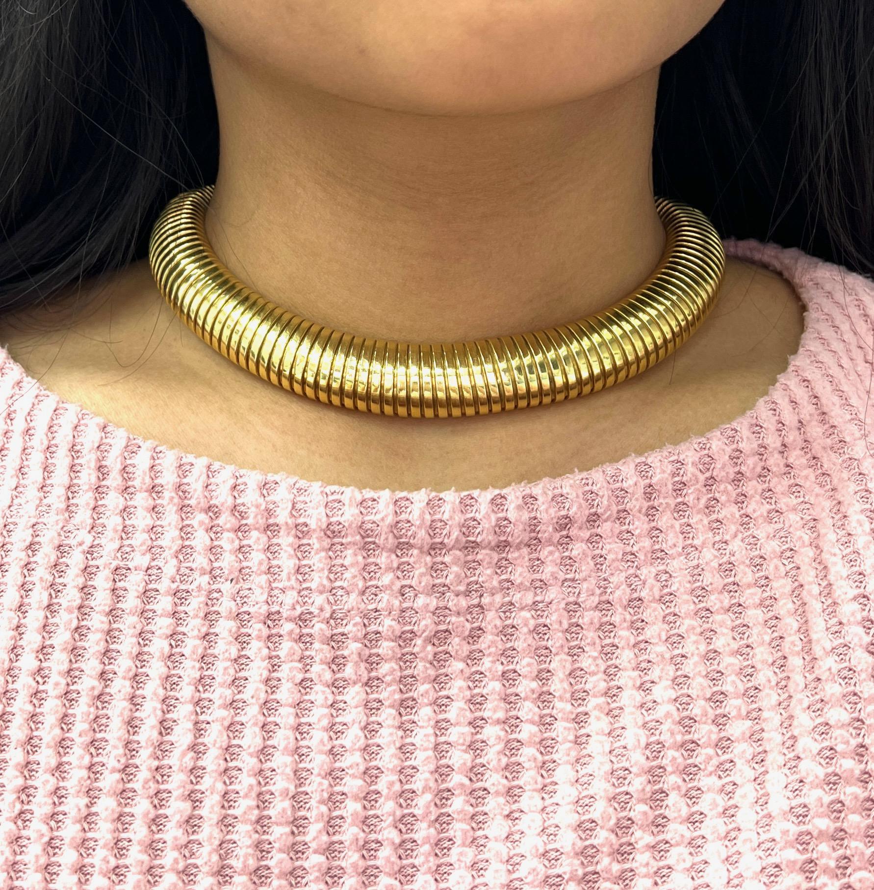 Tiffany & Co. Geripptes Kropfband Gold Halskette 4