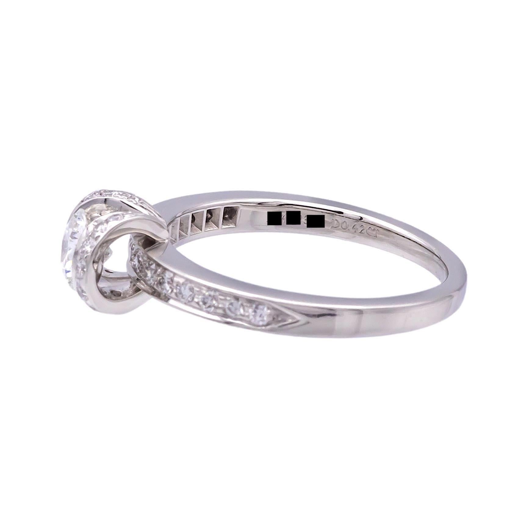 Round Cut Tiffany & Co. Ribbon .42 ct H VS1  Diamond Engagement Ring in Platinum Orig Cert