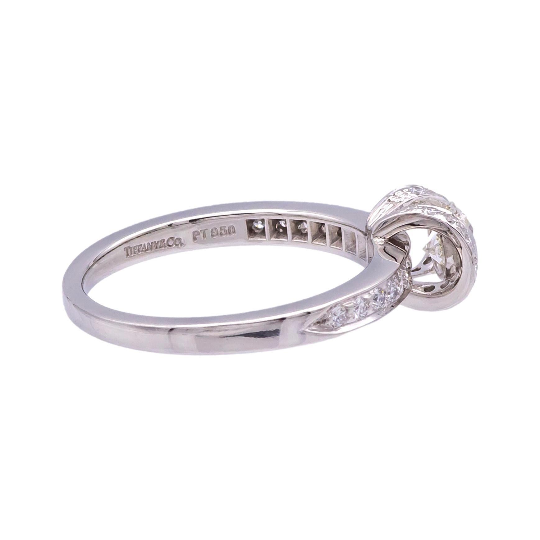 Women's Tiffany & Co. Ribbon .42 ct H VS1  Diamond Engagement Ring in Platinum Orig Cert