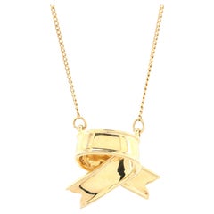 Tiffany & Co. Ribbon Bow Pendant Necklace 18k Yellow Gold
