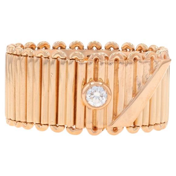 Tiffany & Co. Ribbon Diamond Solitaire Band - Rose Gold 18k Rnd .10ct Ring 8 1/4