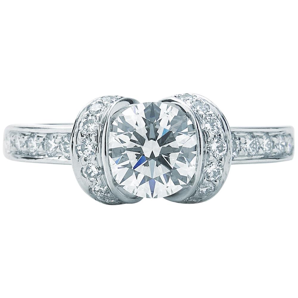Tiffany & Co. Ribbon Engagement Ring .82 Carat Center IVS1