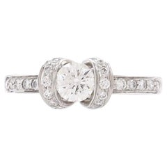 Tiffany & Co. Ribbon Engagement Ring Platinum with RBC H/VS1 Diamond 0.41