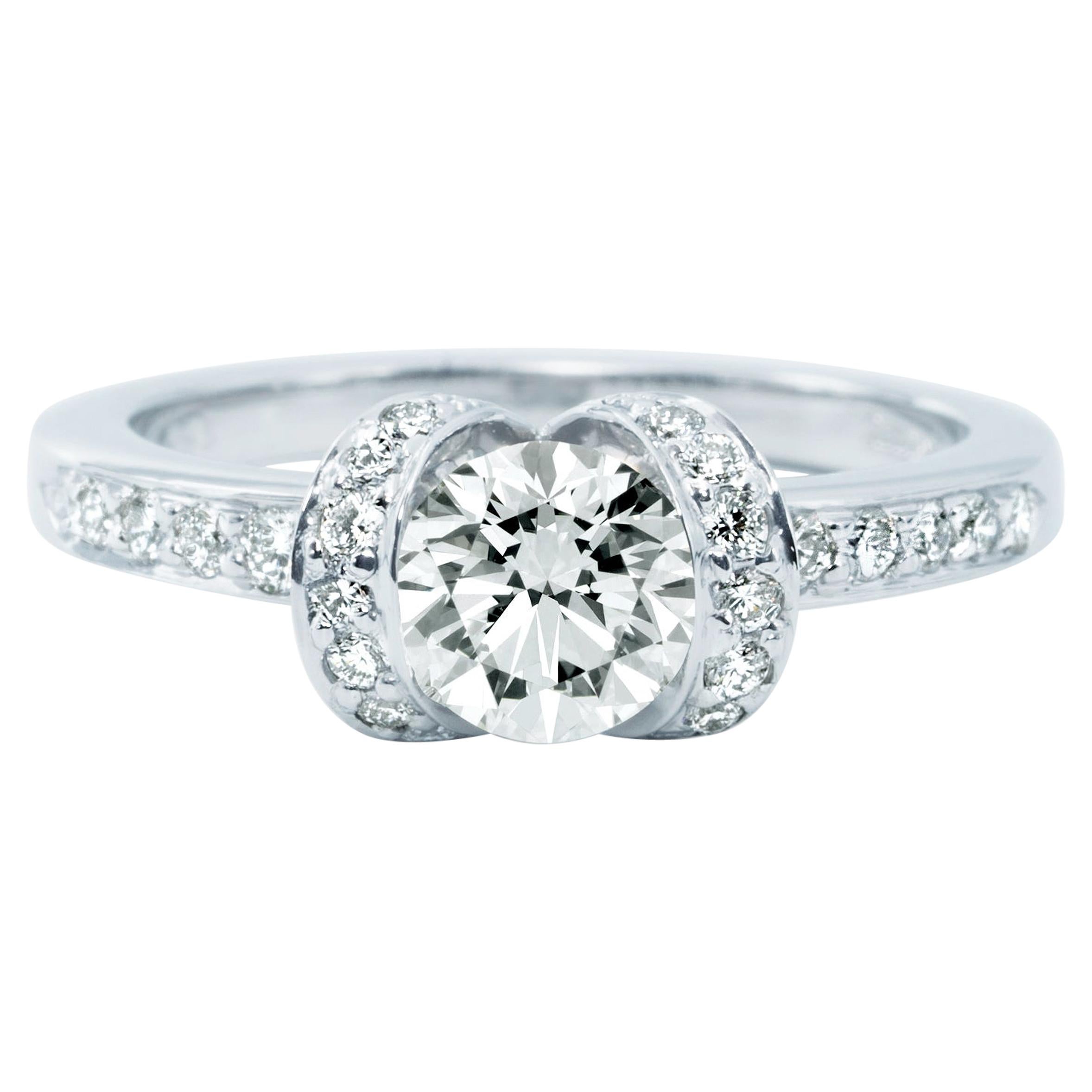 Tiffany & Co. Ribbon Engagement Ring with .72 Carat Round Centre in Platinum
