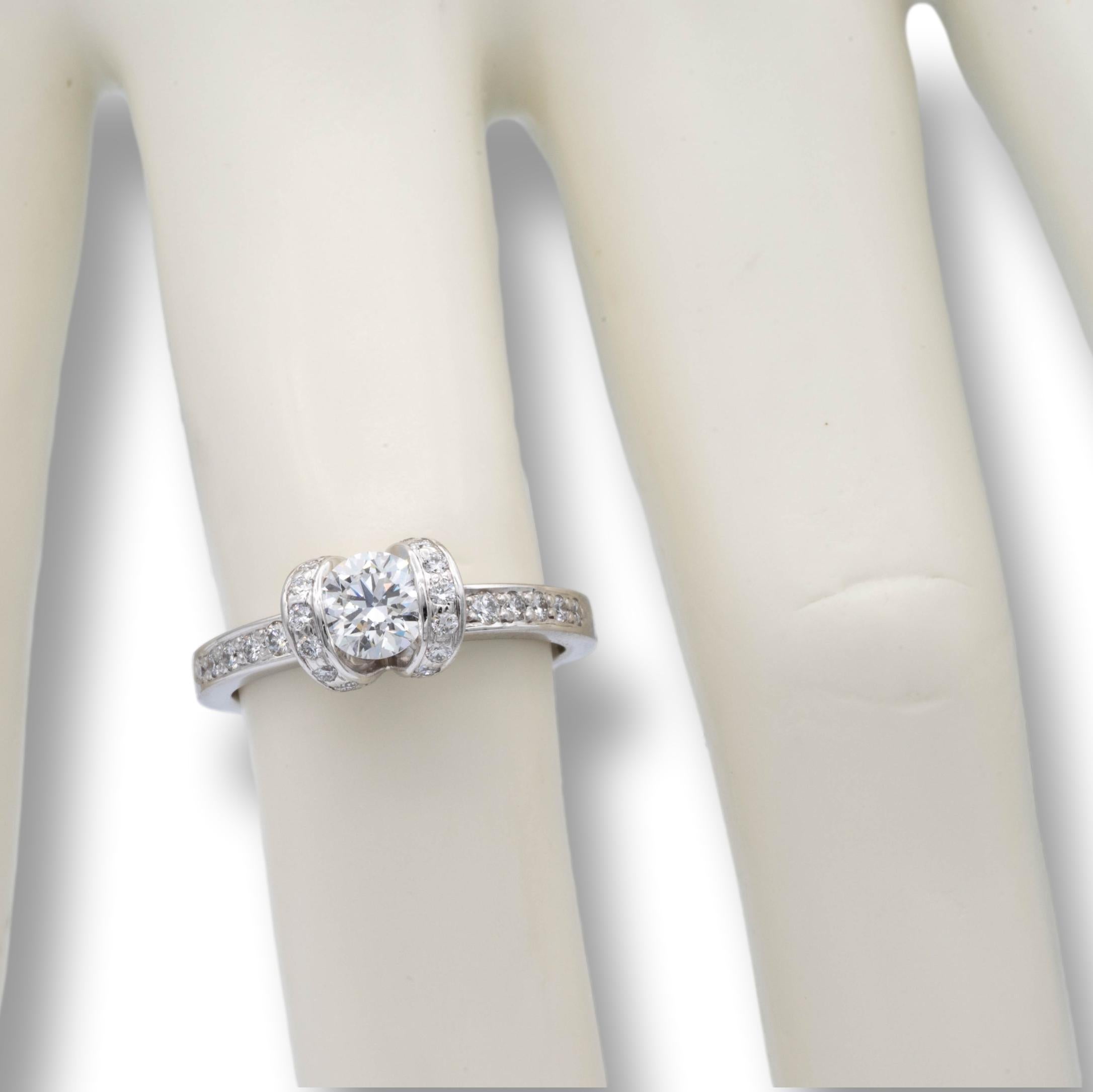 Tiffany & Co. Ribbon Platinum Diamond Engagement Ring 0.90 Ct TW Round Cut 1