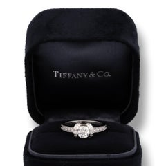 Tiffany & Co. Ribbon Platinum Diamond Engagement Ring 0.90 Ct TW Round Cut