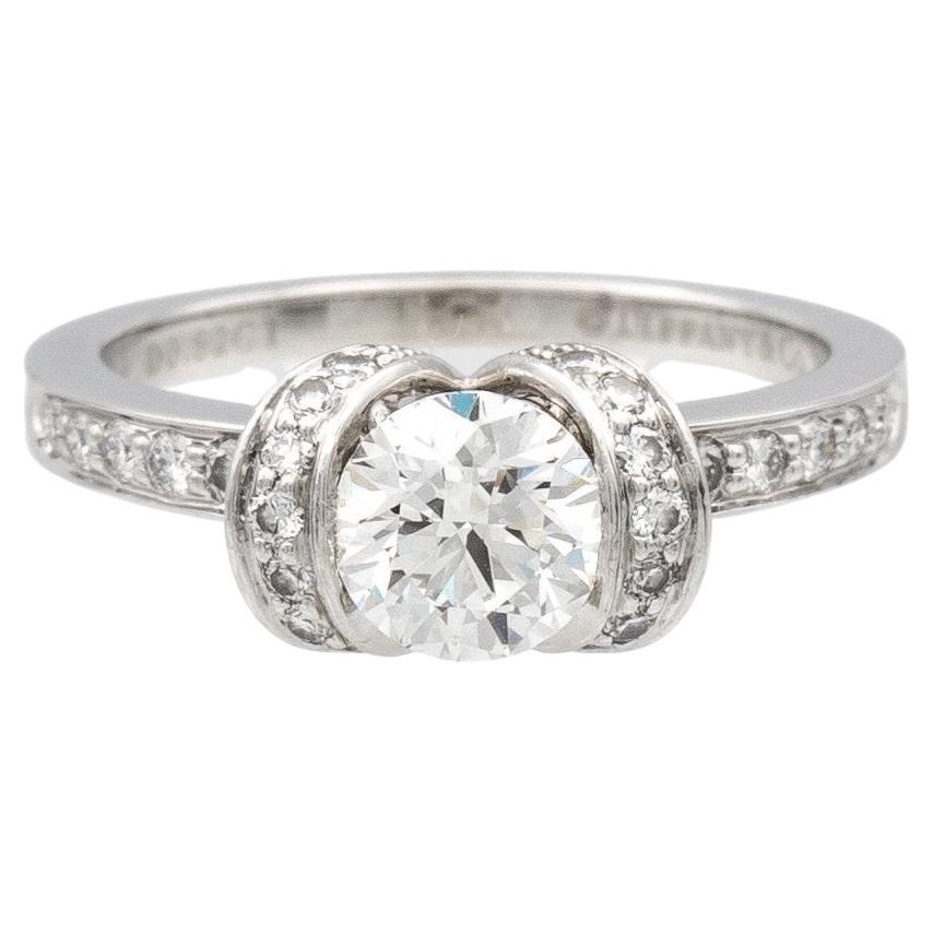 Tiffany & Co. Ribbon Platinum Round Diamond Engagement Ring 1.22ct Tw H-I VVS
