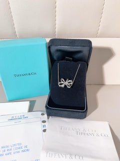 Tiffany & Co. Ribbon‑Bow 18K‑White‑Gold Full‑Pavé Diamond Bow Necklace