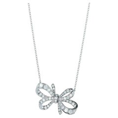 Tiffany & Co. Ribbon‑Bow 18K‑White‑Gold Full‑Pavé Diamond Bow Necklace