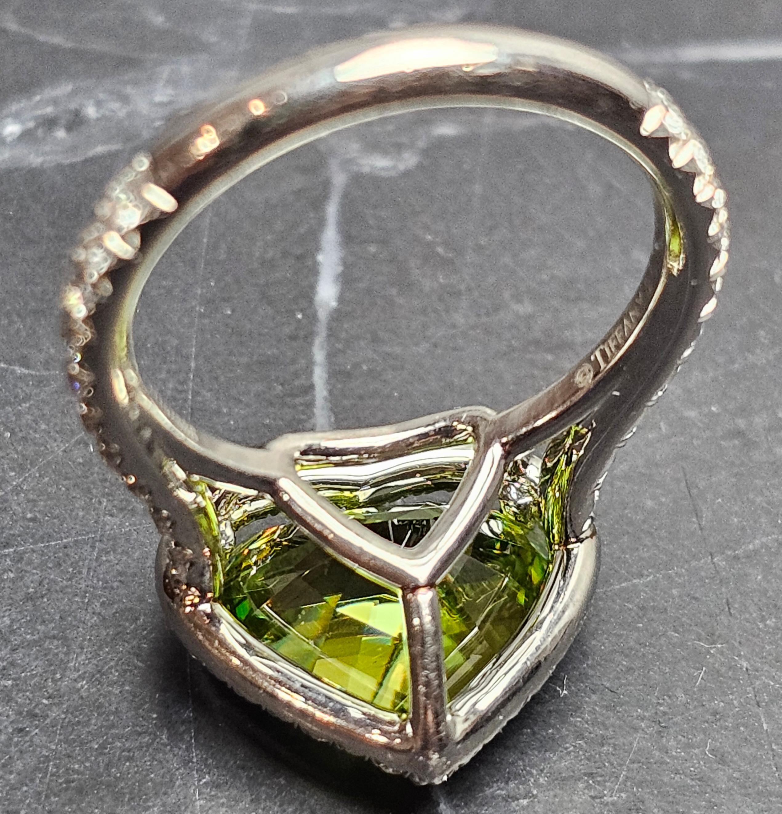 Tiffany & Co. Ring 5.87ct Sphene Heart GIA Certified Platinum Halo Diamond Sz 7 For Sale 2
