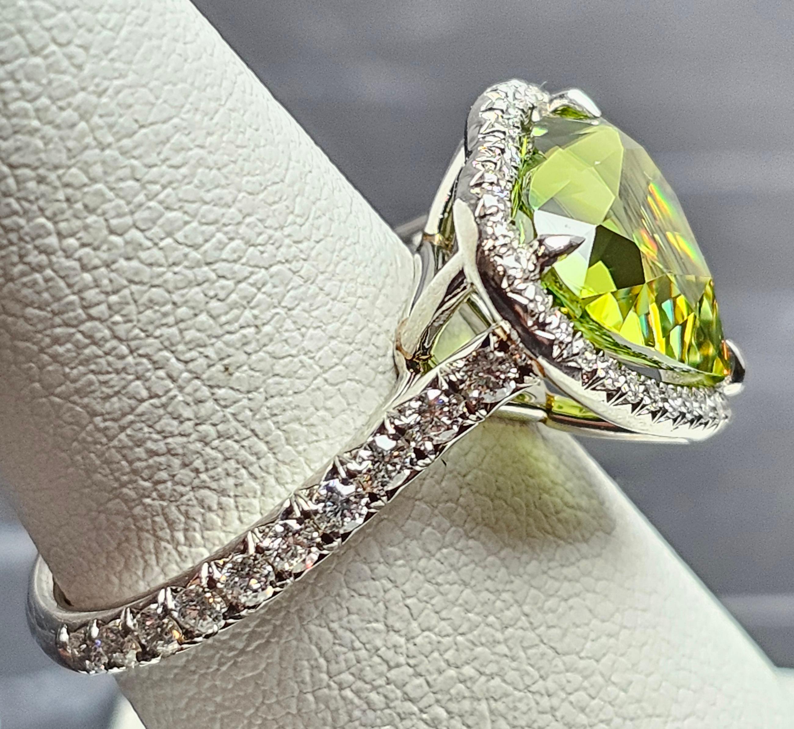Tiffany & Co. Ring 5.87ct Sphene Heart GIA Certified Platinum Halo Diamond Sz 7 For Sale 3
