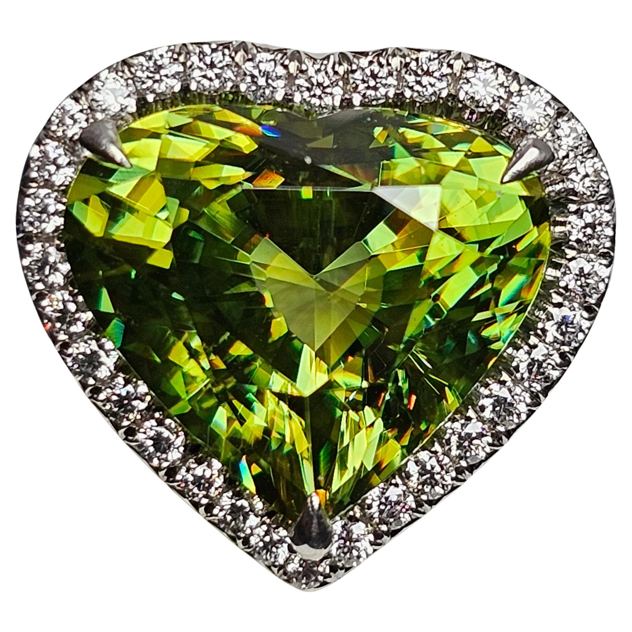 Tiffany & Co. Ring 5.87ct Sphene Heart GIA Certified Platinum Halo Diamond Sz 7 For Sale