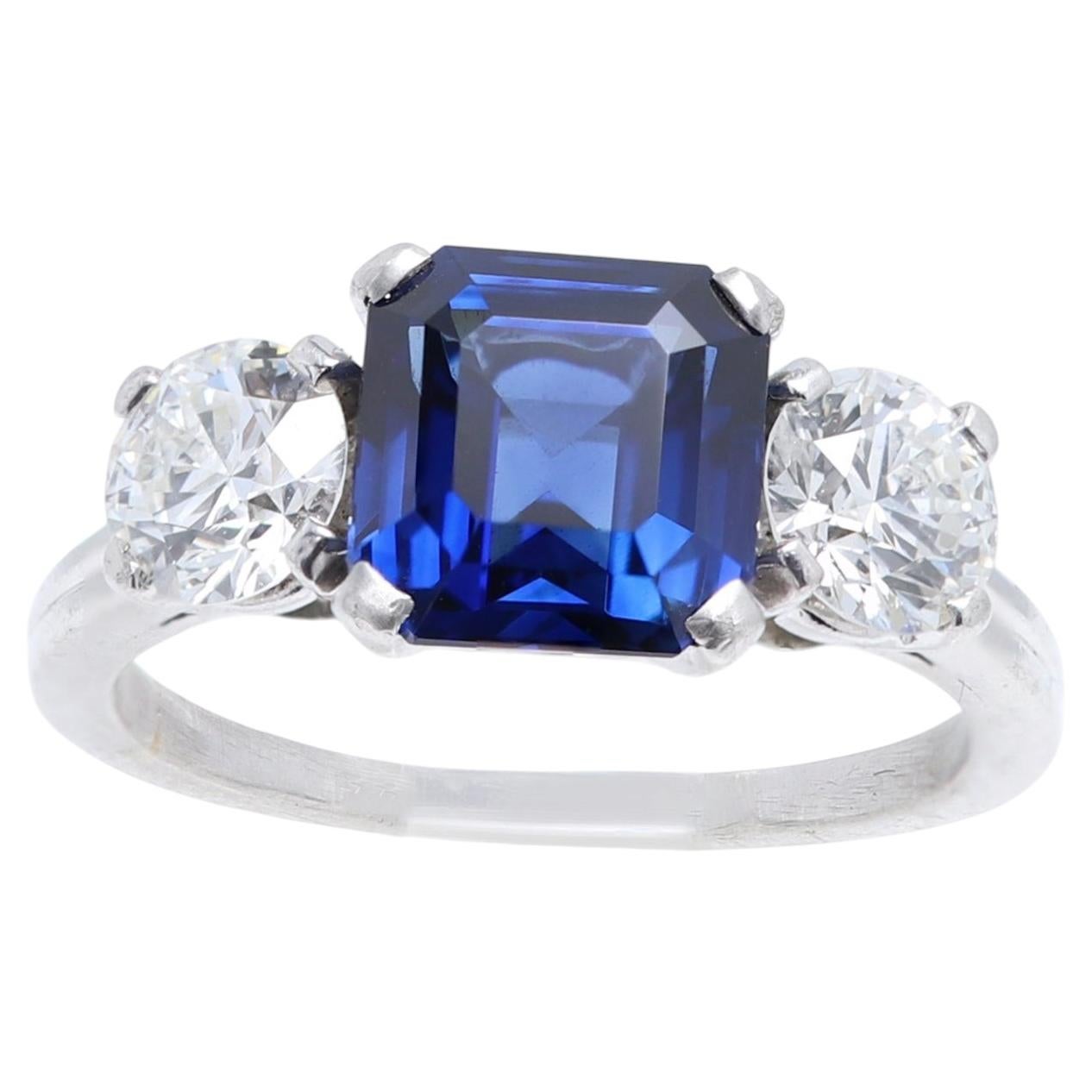 Tiffany & Co Blue Sapphire Ring Diamond GIA Certificate Flawless Sapphire For Sale
