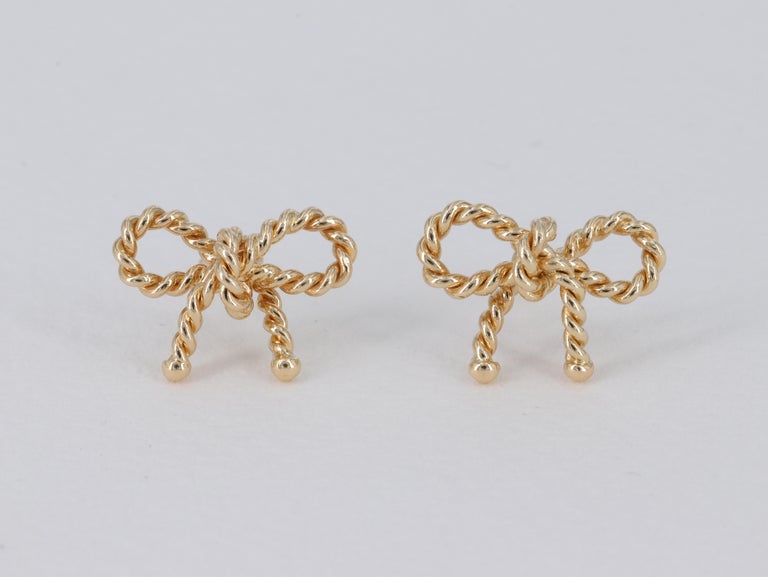 Tiffany and Co. Rope Bow Earrings in 18 Karat Yellow Gold at 1stDibs