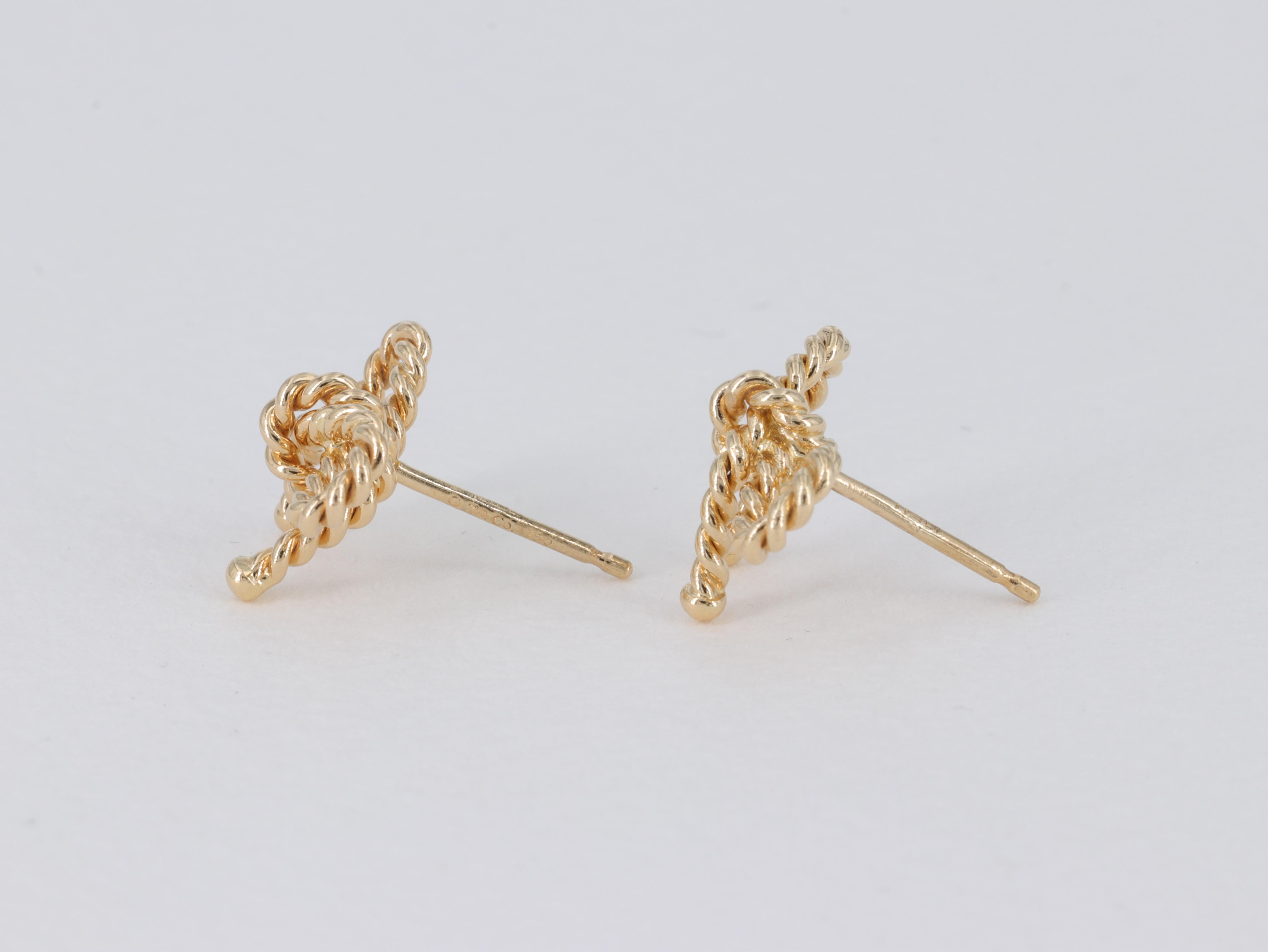 Tiffany & Co. Rope Bow Earrings in 18 Karat Yellow Gold  In Excellent Condition In Tampa, FL