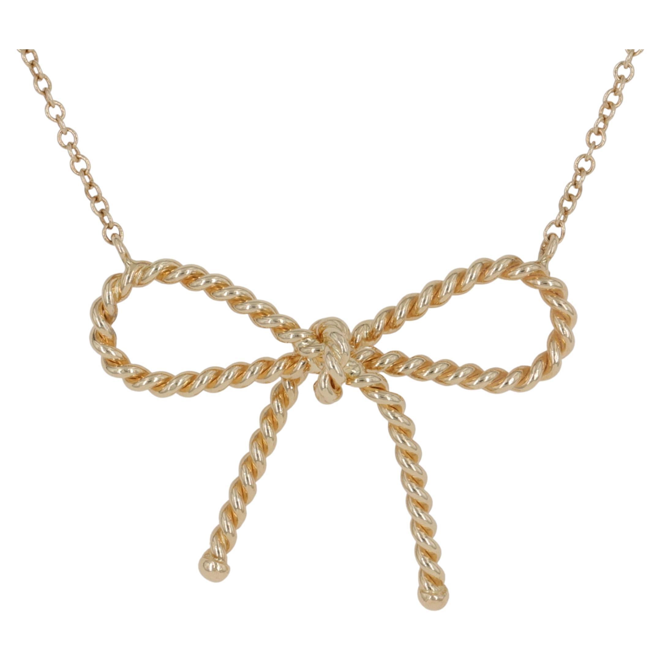 Tiffany & Co. Rope Bow Pendant Necklace in 18 Karat Yellow Gold 