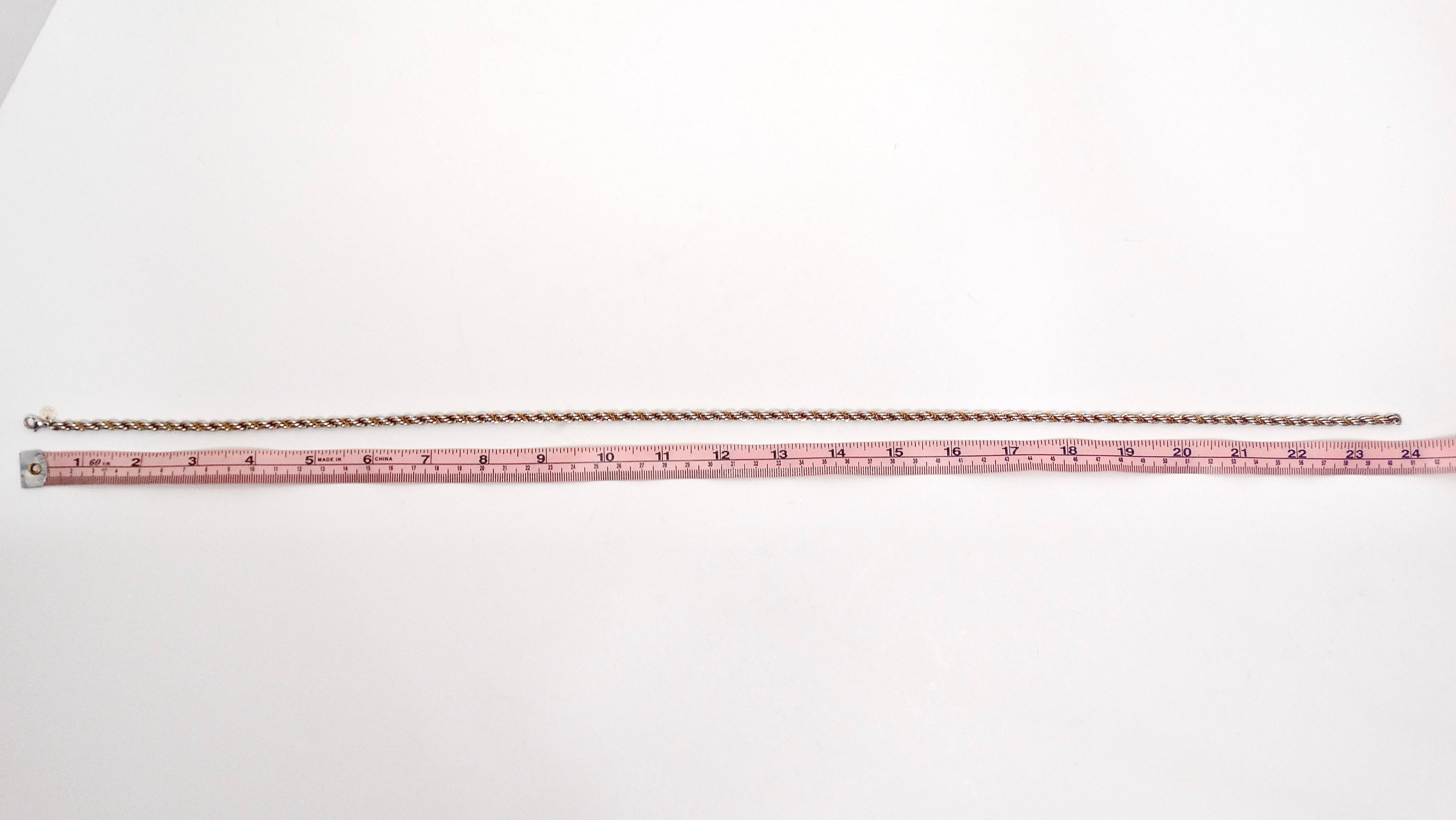 Tiffany & Co Rope Chain Sterling Silver and 14K Gold Necklace For Sale 1