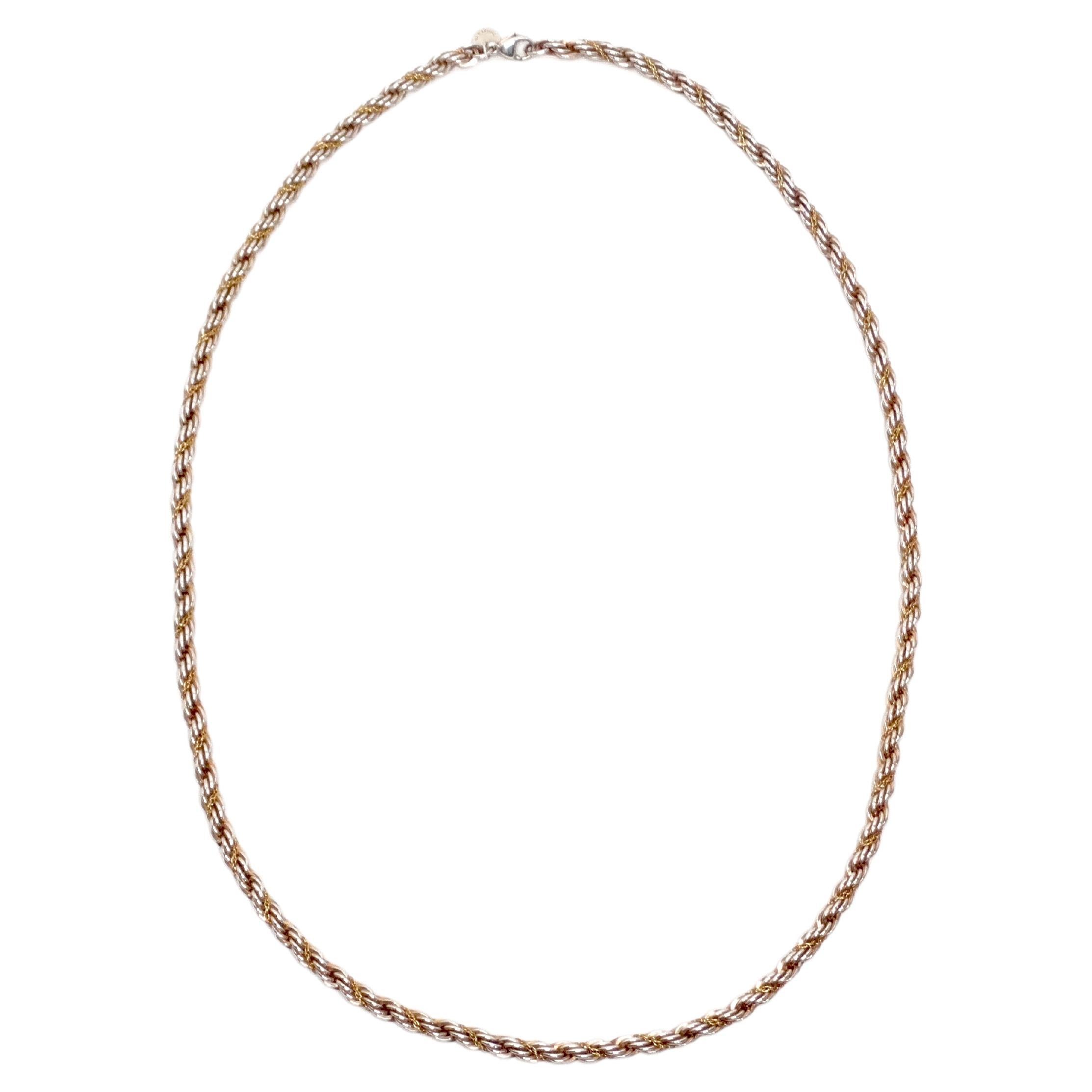 Tiffany & Co Rope Chain Sterling Silver and 14K Gold Necklace