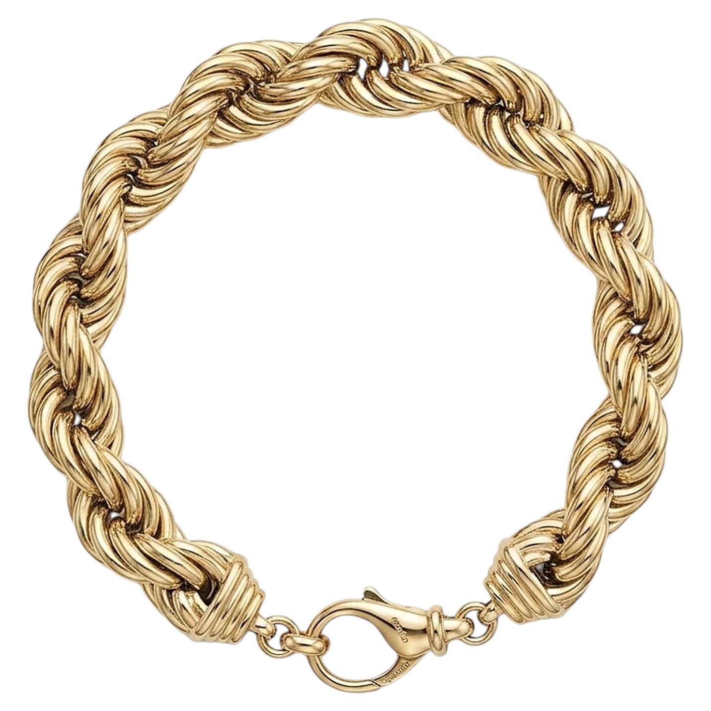 Tiffany & Co. Rope Link Bracelet Large Lobster Clasp 18K Yellow Gold 7.5 Inches For Sale
