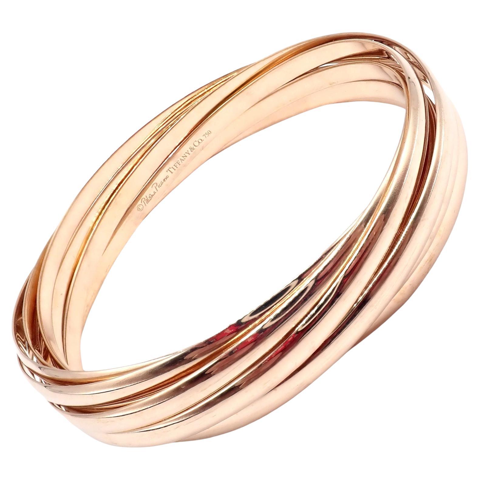 Tiffany & Co Rose Gold 9 Row Melody Calife Picasso Bangle Bracelet For Sale