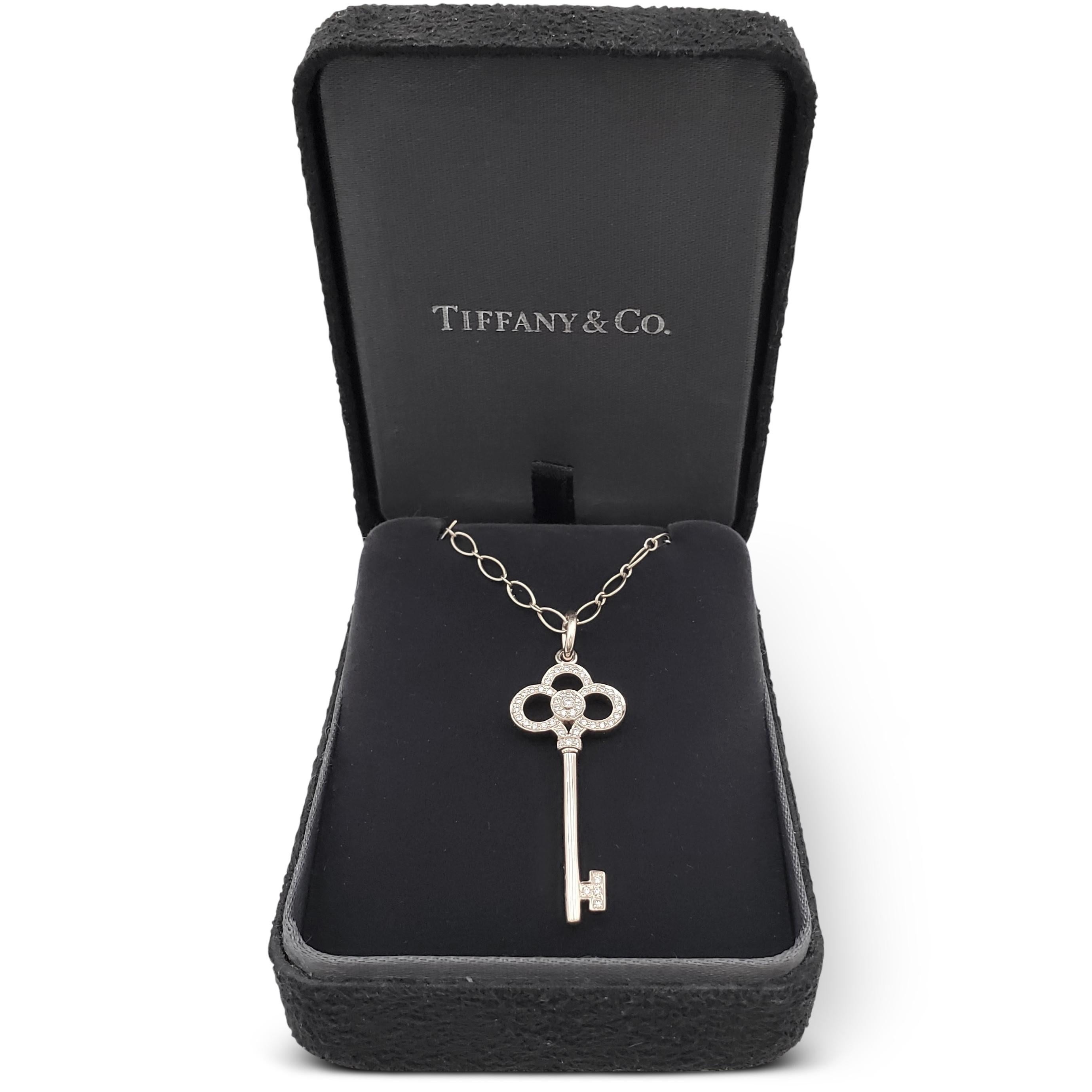 Tiffany & Co. Rose Gold and Diamond 'Crown Key' Pendant Necklace In Excellent Condition In New York, NY